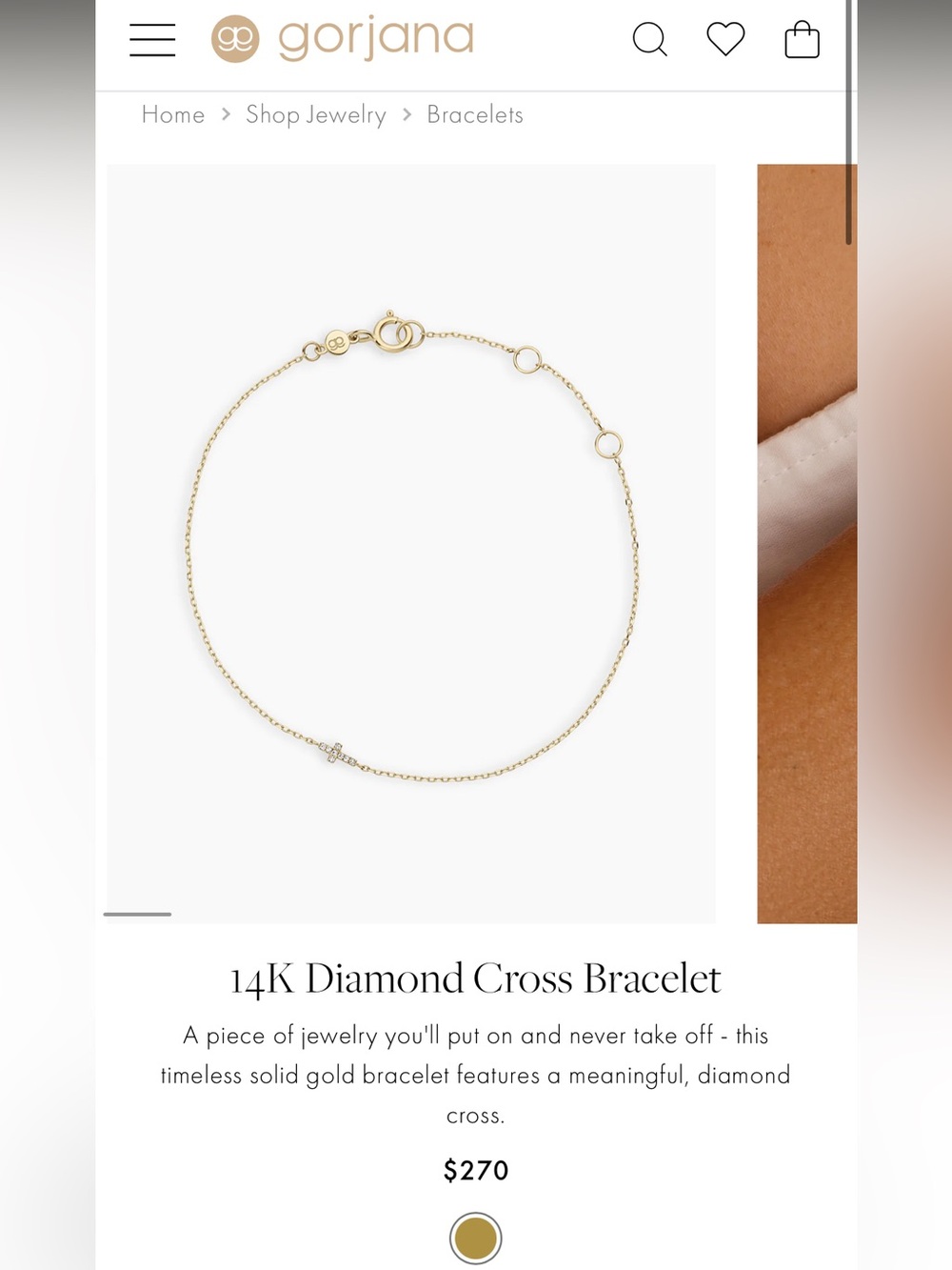 Gorjana 14K Gold Diamond Cross Bracelet - Gold
